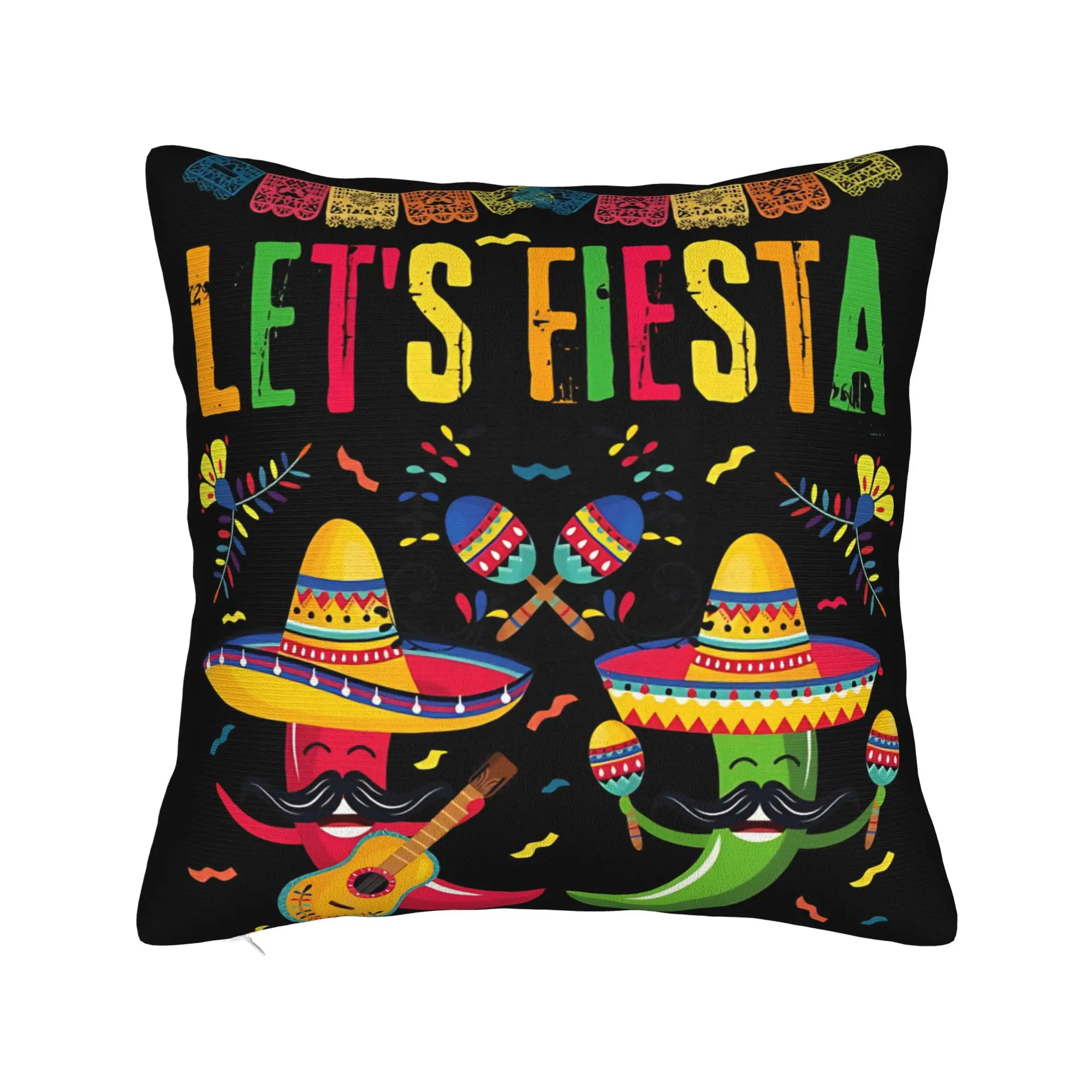 Pillow Cover Let's Shift Party Fiesta Mexican Amigo Cinco De Mayo Kawaii Pillow Case For Living Room Bed Chair Pillowcases