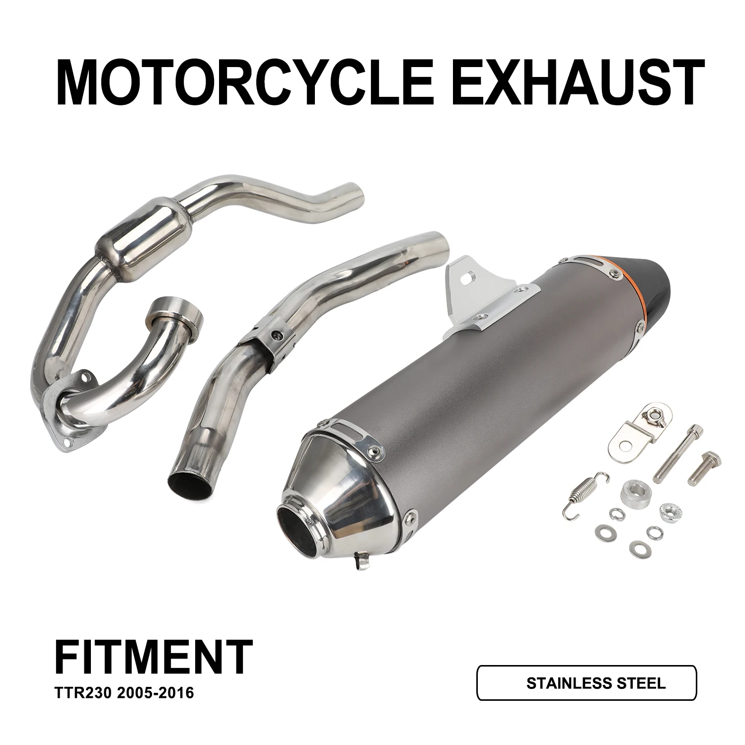 

Motorcycles Full Exhaust Muffler System Slip On For TTR230 2005-2016 Motocross Enduro Supermoto Dirt Pit Bike Durable Aluminum
