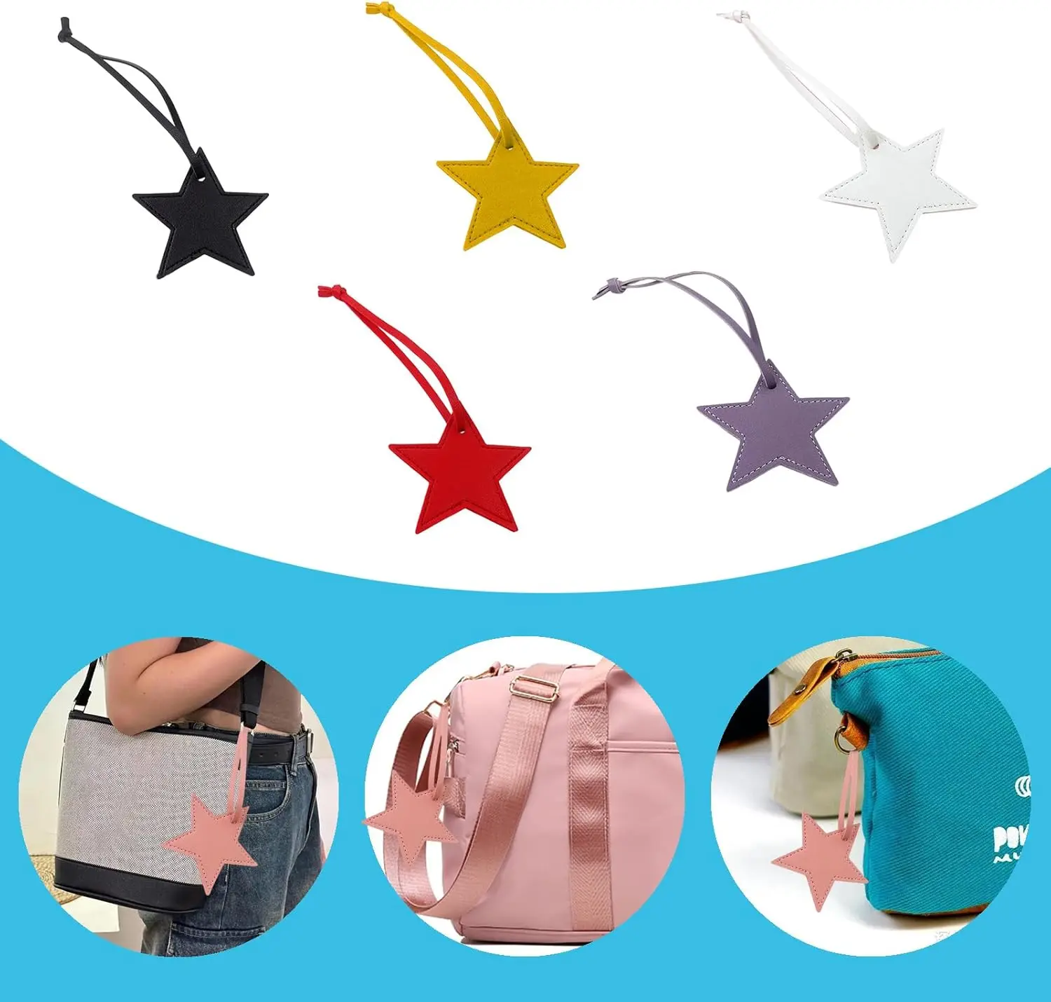 Star PU Leather Tassels Keychain Charms Tassels Five-pointed Star Tassels for Jewelry Making Key Chain DIY Craft Accessories