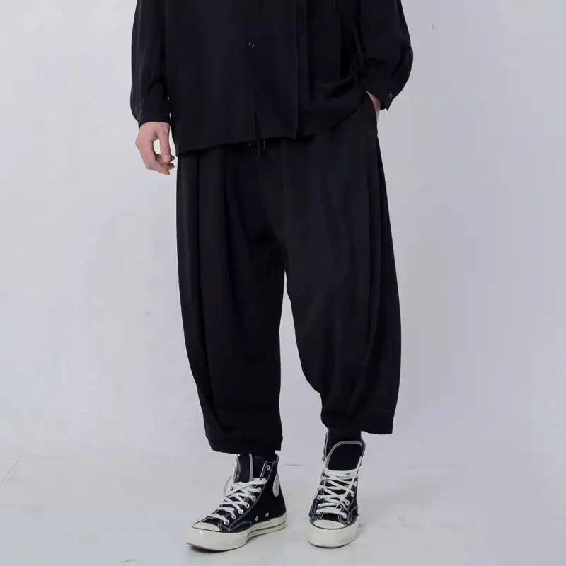 

Original Pleated Design Jogger Dark Style, Unisex, Nine-Point Casual Men's Casual Pants Style Wide-Leg Pants, Men's Pants