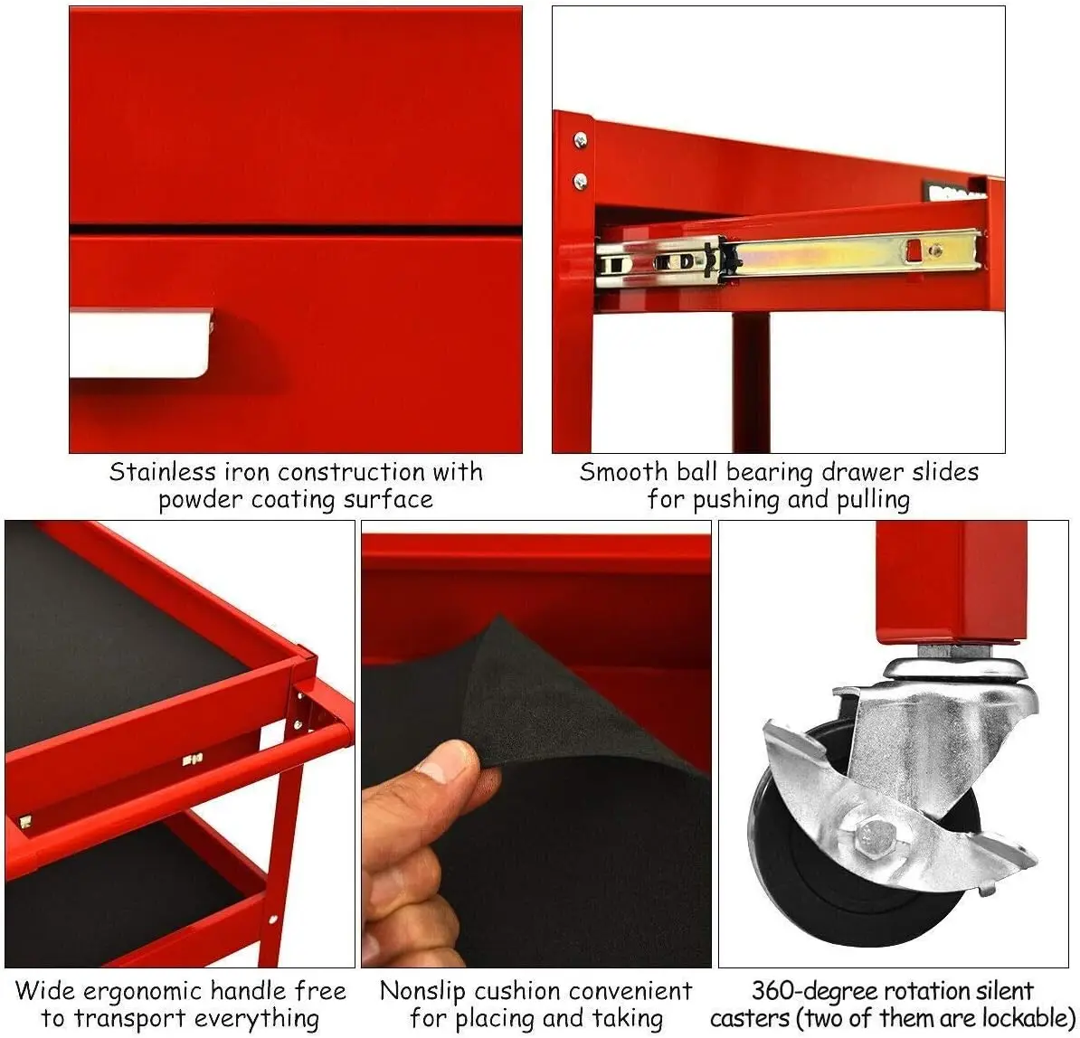 Chariot à outils roulants à 3 niveaux, cadre métallique rapide pour garage, chariot de service industriel avec MELDuty