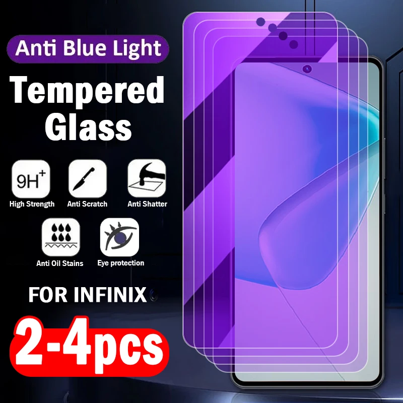 2-4 قطعة غطاء كامل مضاد للضوء الأزرق من الزجاج المقسى لهاتف انفينيكس هوت 50 40 50i 40i 30i 30 GT 20 10 Pro واقيات الشاشة #1