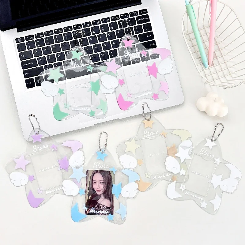 

3-Inch Transparent Star Card Sleeve Kpop Photocard Holder Keychain Photocard Organizer Kawaii Photo Display Hangers
