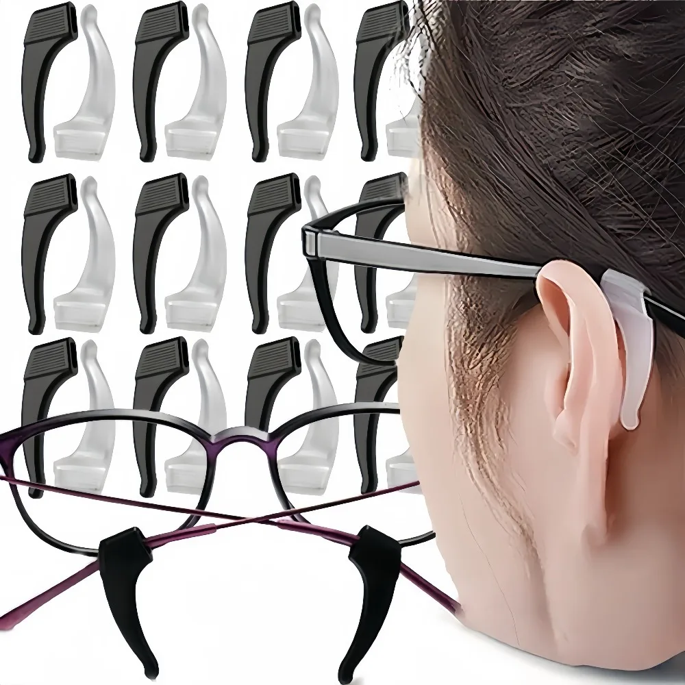 10 pairs Ear Grip Hooks Anti Slip Holder Silicone Ear Hook Glasses Leg Sleeve Bracket Fastener Clear Anti Fall Eyewear Holder