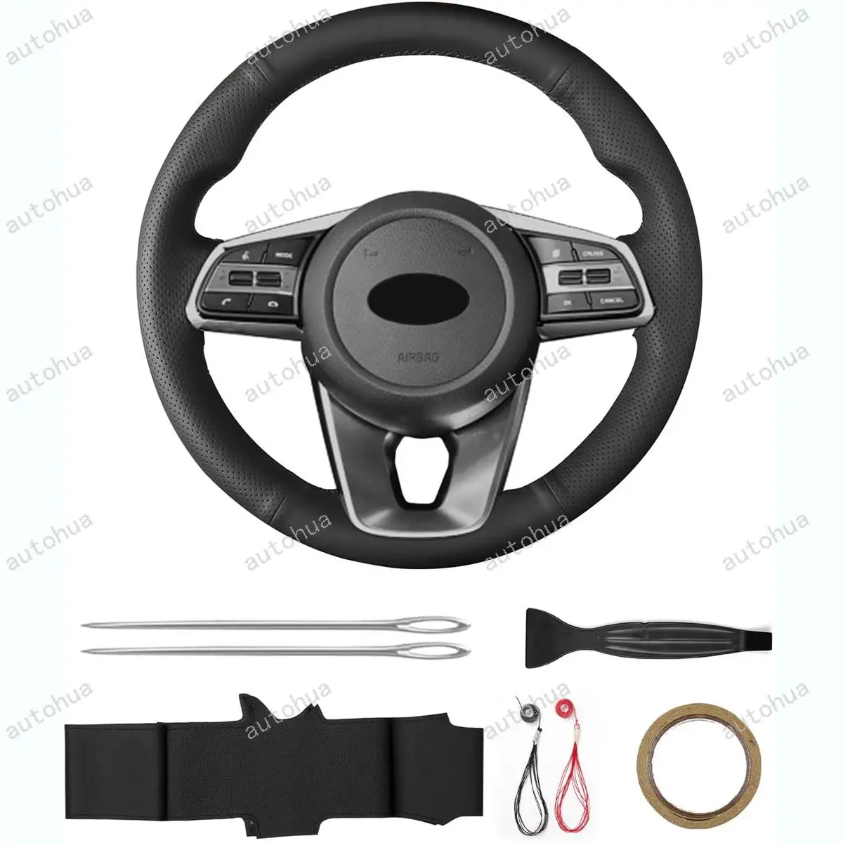 

Hand Sewn Steering Wheel Cover,Fit for Kia 2022 Ceed SW/2021 Seltos/2020 XCeed/2019 Forte/2019 Ceed Sportswagon/2019 Ceed
