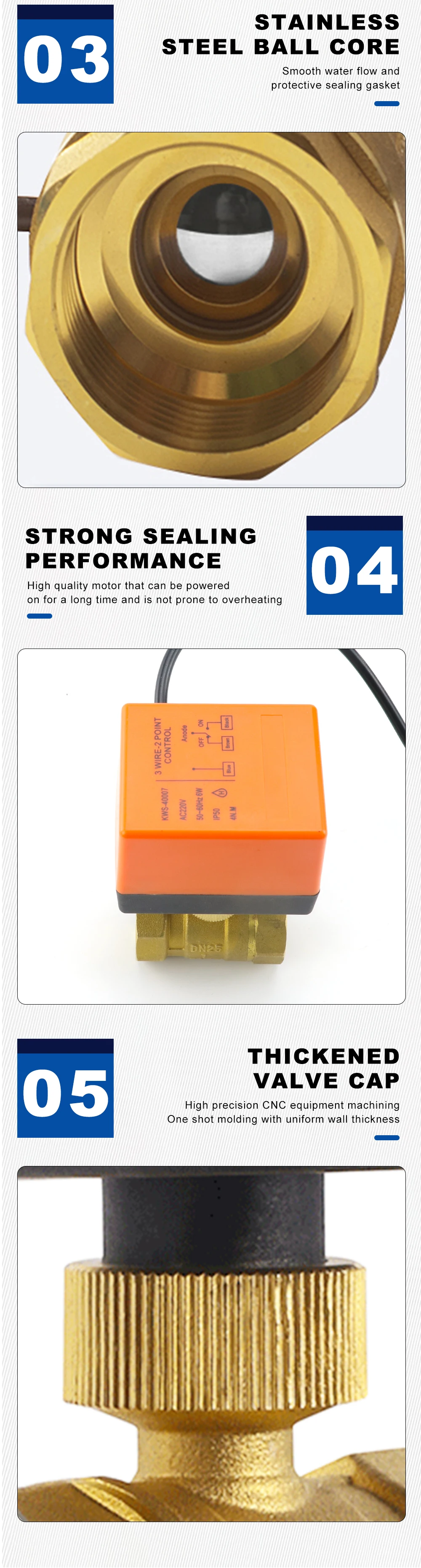 DN15/20/25/32/DN50 AC220V 12V/24V Zwei-wege Messing Elektrische Kugelhahn drei Draht Zwei Control 2-weg Magnetventil 1/2" 3/4" 1" 2" – Detail 8