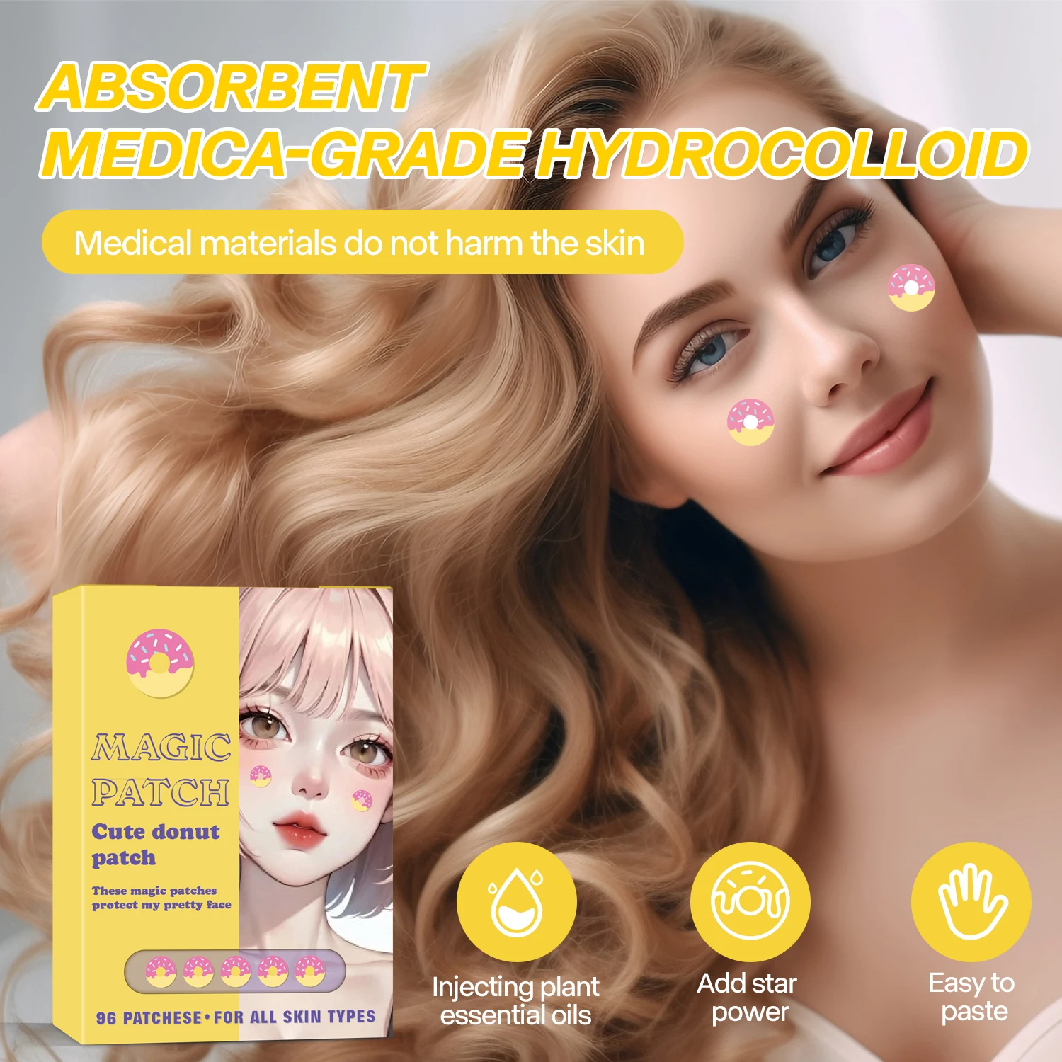 96pcsDonut Acne Patches | Gentle, Waterproof & All-Day Wear