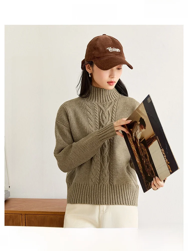 

Thi Knitted Long Sve Sweater Women's High Collar Loose Fit Winter Warmers Faionable Versatile Autumn New Arrival