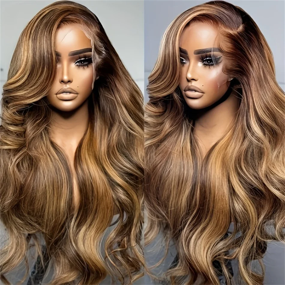 

Highlight Body Wave Wig Human Hair Lace Wigs 4/27 Honey Blonde Body Wavy T Part Lace Human Hair Wig For Women Brazilian Remy Wig