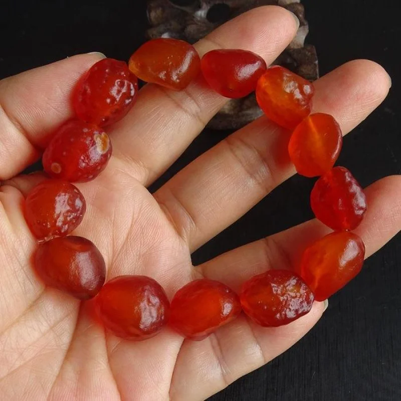 New Gobi Alashan Rough Stone Sugar Heart Raisin Red Agate Fashion Jade Bracelet