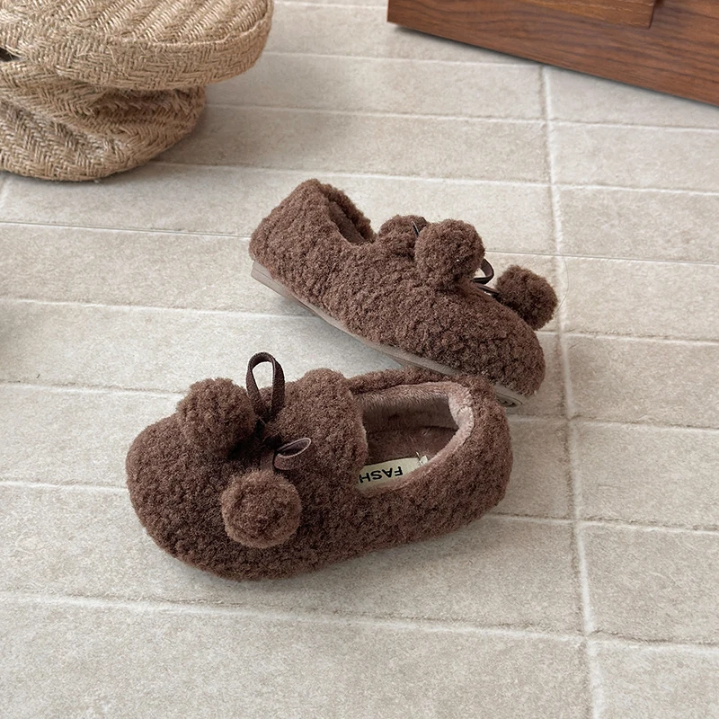 أحذية أطفال شتوية جديدة لعام 2025 أحذية قطنية دافئة للفتيات أحذية شعر لطيفة بخطوة واحدة أحذية ناعمة من الأسفل مضادة للانزلاق خفيفة الوزن #4