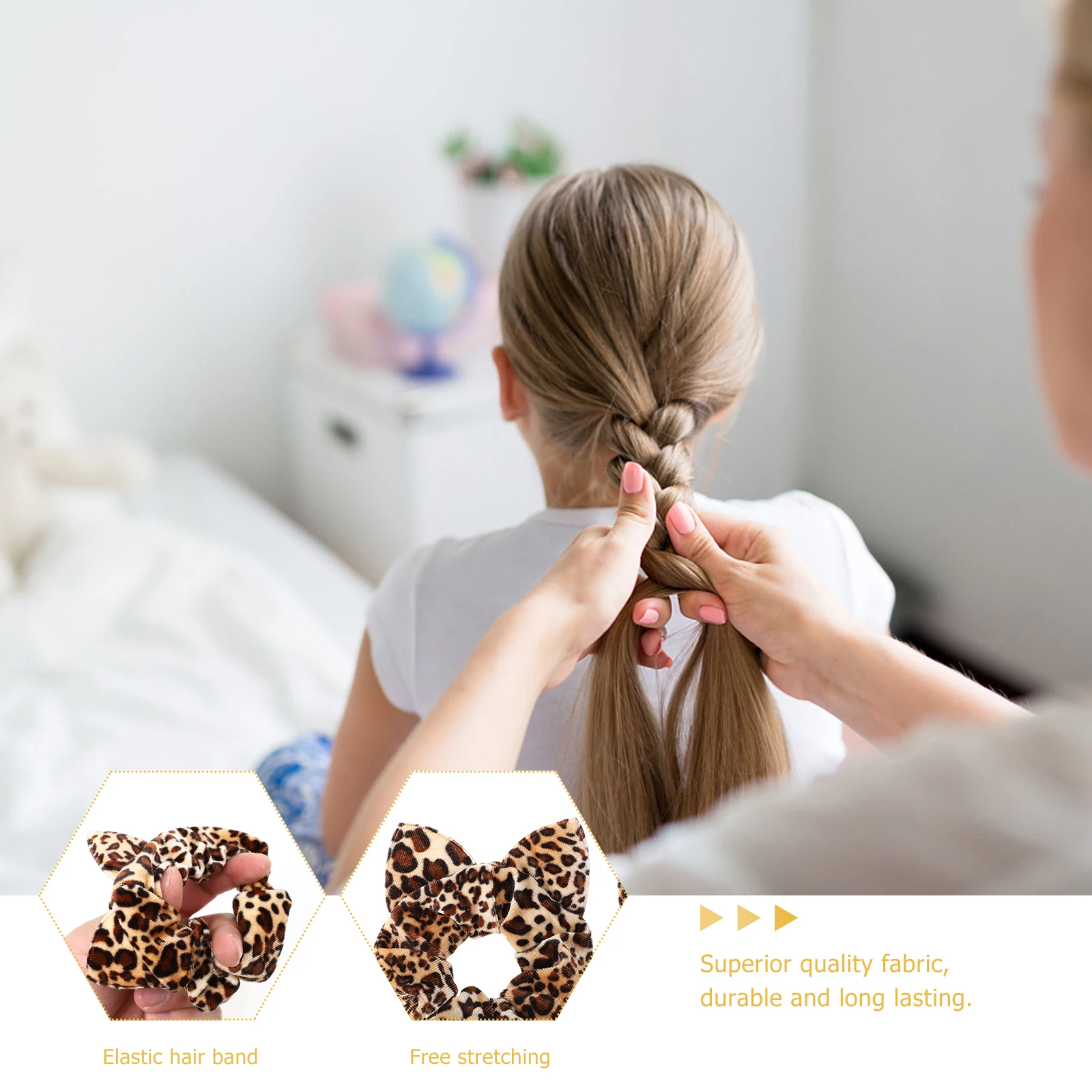 

6 Pcs Leopard Hair Tie Ponytail Holder Elasticity Ties for Thick Accessories Women Fabric