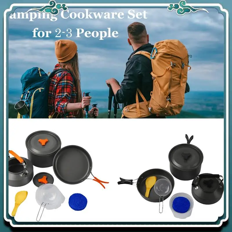 

Reliable Outdoor Aluminum Camping Cookware Mess Kit, Folding Camping Teapot And Pan For Camping, Backpacking, Picnic