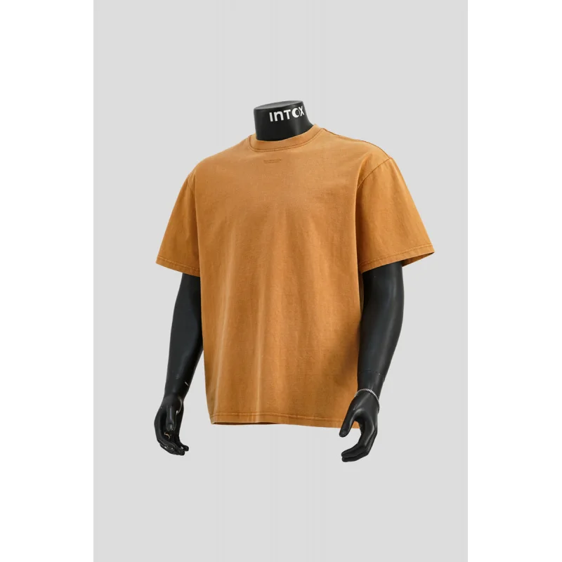 

Retro ginger yellow short sleeved T-shirt for men's loose fit 2025 new men's clothing summer trend versatile street style top