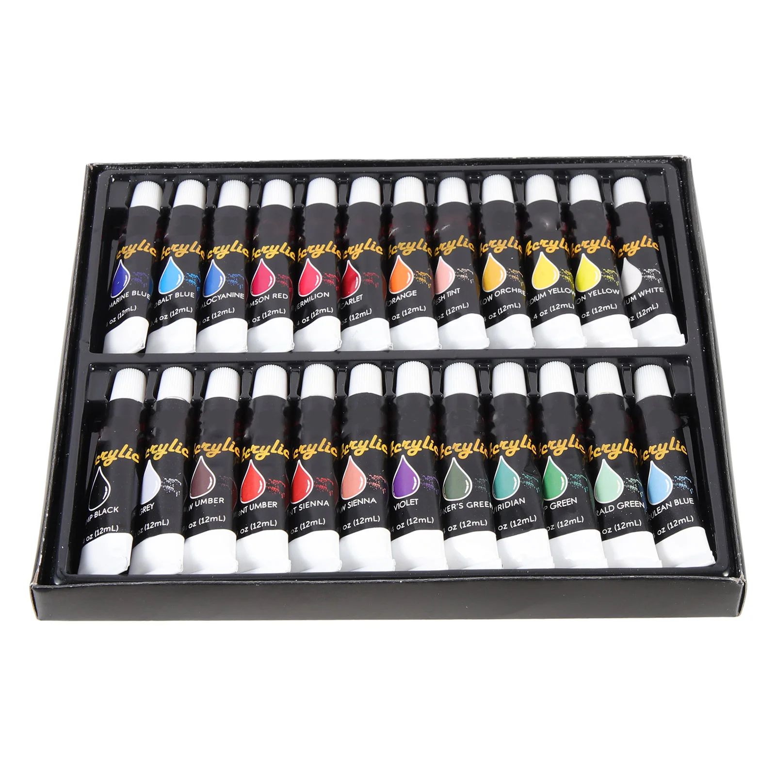 

24Pcs Acrylic Paint Set Safe Blending Pigments for Art Drawing DIY Projects Professional Adults Supplies Acrylic Paint