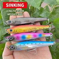 1Pcs 95mm 40g Heavy Minnow Sinking Wobbler Jerkbait Seabass Trout Fishing Lure Isca Pesca Hard Bait Minnow 9006
