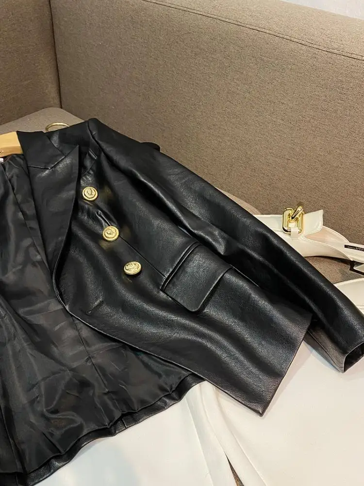 سليم صالح بو الجلود Bla سهرة Sle بريتي الخصر مقصوص Jaet ort ملابس خارجية للنساء معطف الشتاء Faionable #4