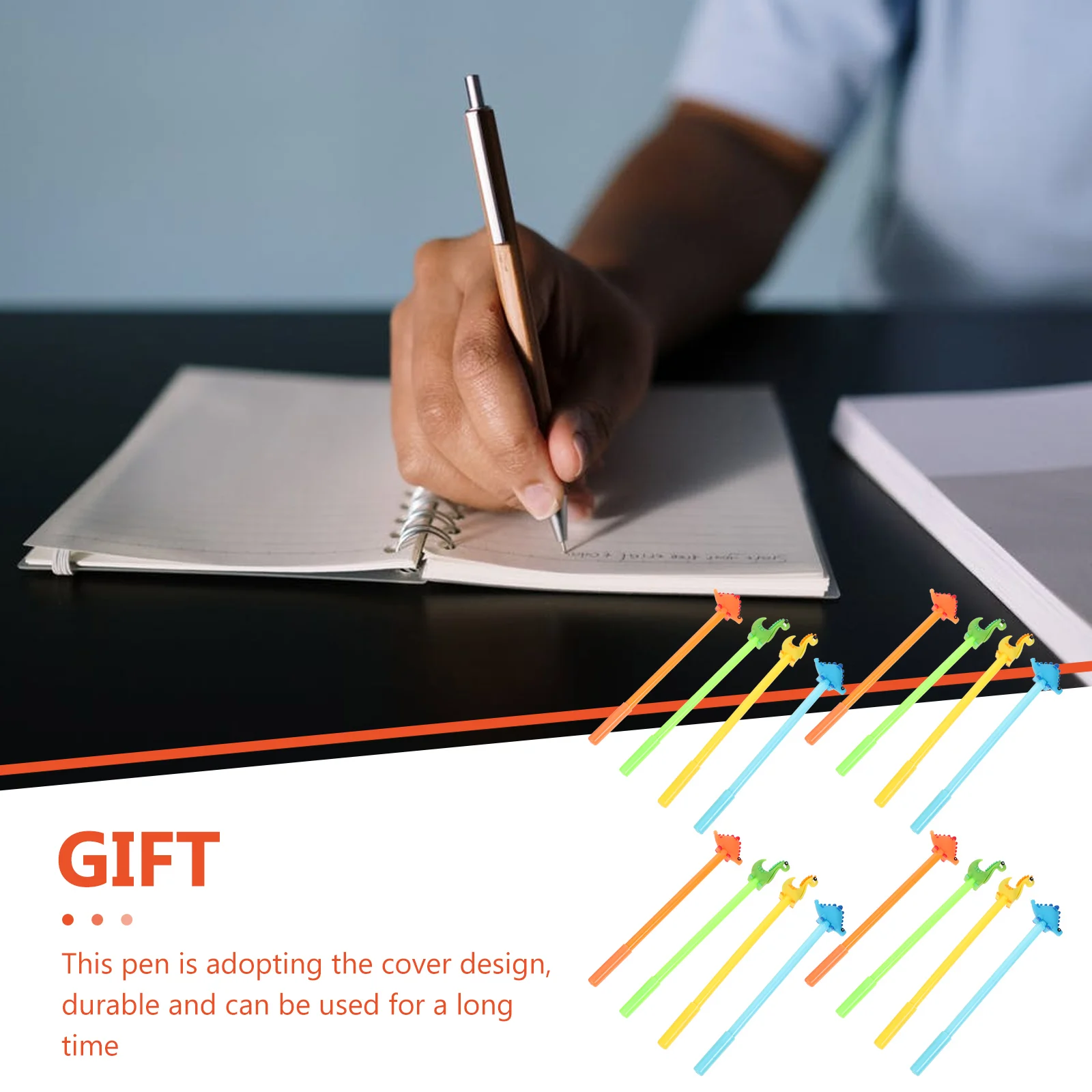 

16Pcs Black Gel Pens Dinosaur Design Smooth Writing Cartoon Sign Pens Student Office Stationery Fine Point Pen