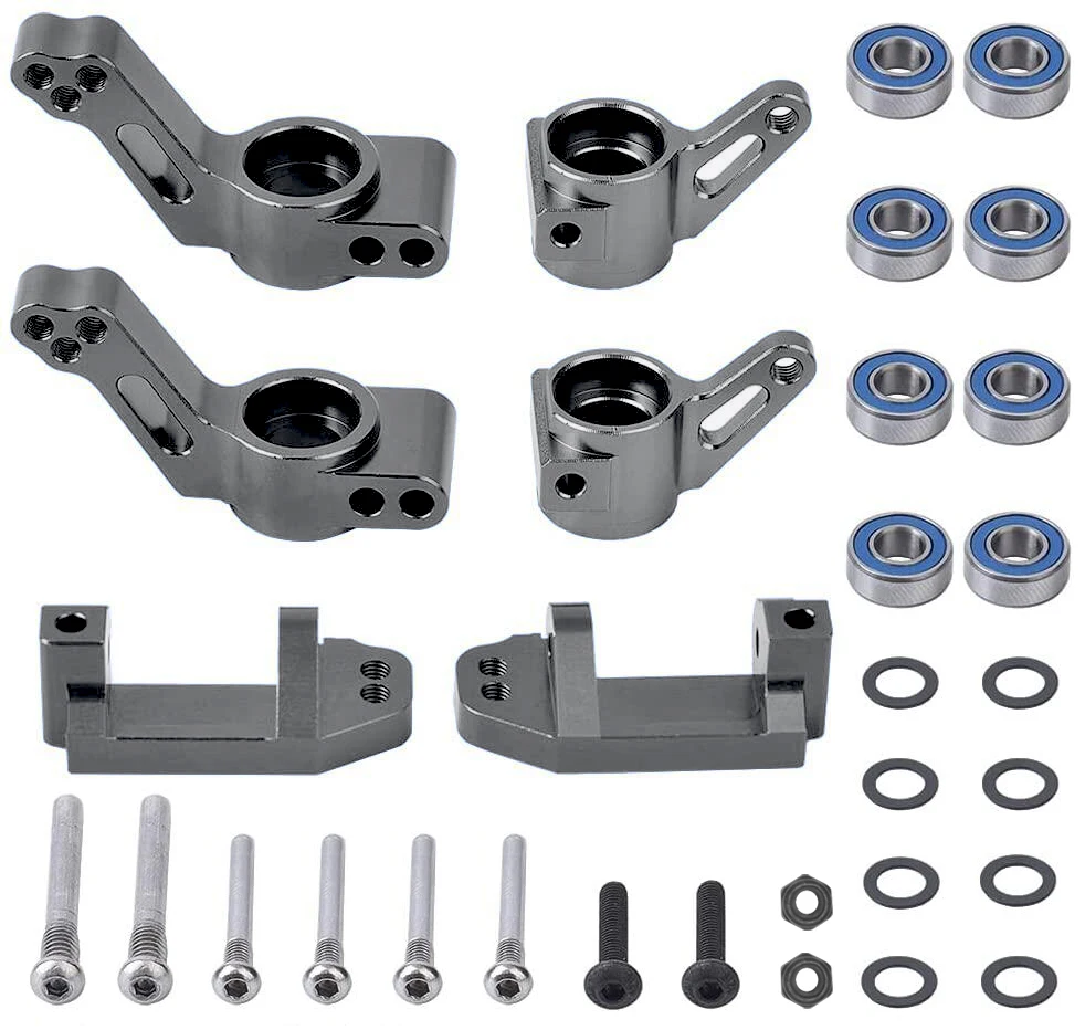 RC Aluminium Voorste Caster Block & Stuurblokken en Achterste Stub As Carriers Kit voor 1/10 Traxxas 2WD Slash, Stampede, Rustler