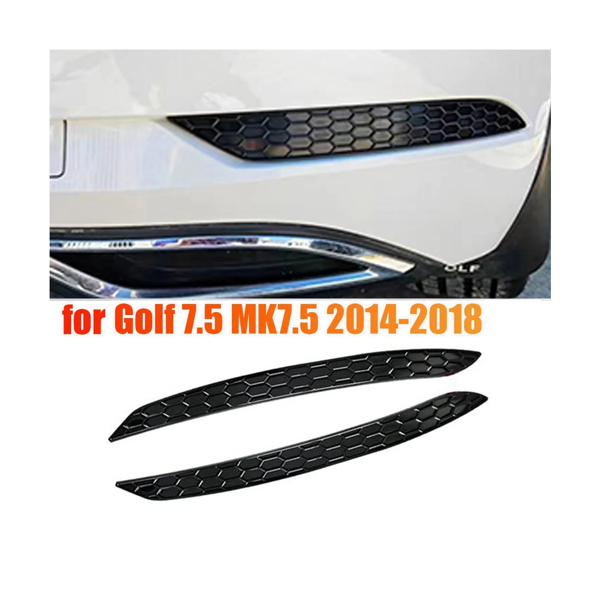 2Pcs Honeycomb Tail Rear Fog Lamp Cover Trim Sticker for Golf 7.5 MK7.5 Rear Bar Bumper Reflector