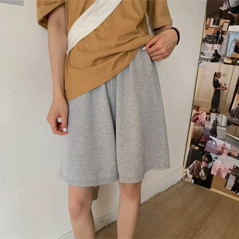 

Lucyever 2025 New Summer Shorts Women Harajuku Simple Solid Color Students Shorts Korean Style Casual Loose Wide Leg Short Pants