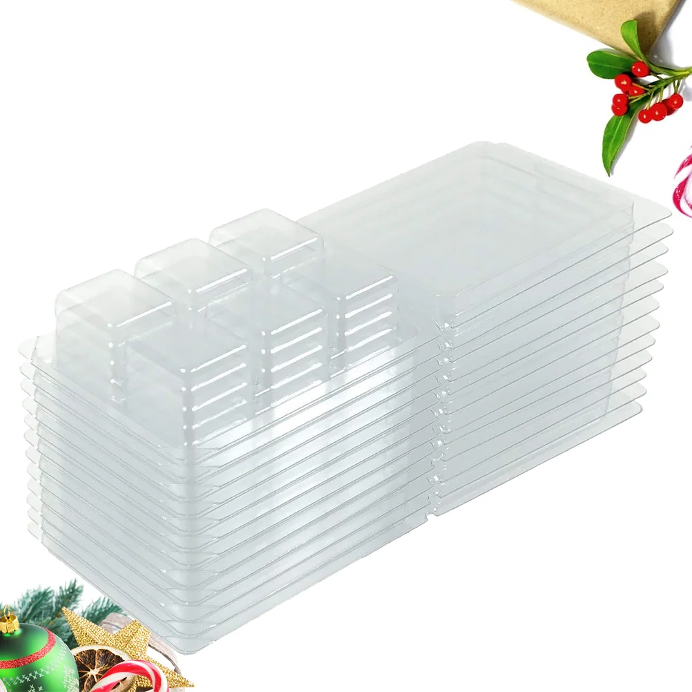 50 PCS 6 Cavity Clamshell Molds Desktop Organizer Aromatherapy Clear Packaging Boxes