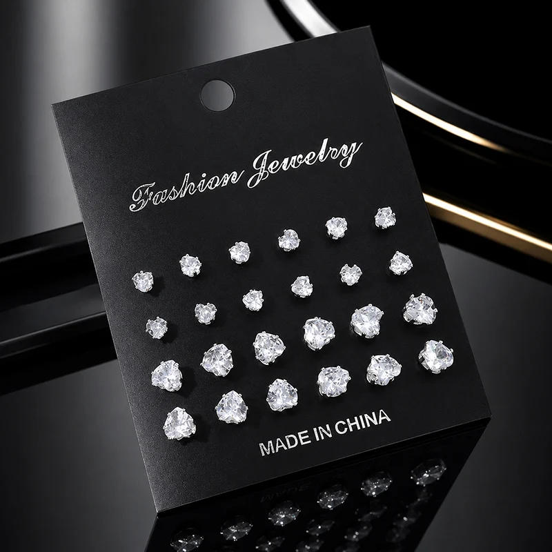 12/15/20 Paar Kristall-Ohrstecker-Set für Damen und Herren, Funkelnde Zirkon-Ohrringe, Verschiedene Stile, Minimalistischer Zierlicher Ohrschmuck – Detail 6