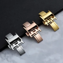 For Longines L2 L3 L4 L5 Watch Strap Buckle Accessories Rose gold  Folding Buckle Double Press Butterfly Clasp 14mm 16mm 18mm