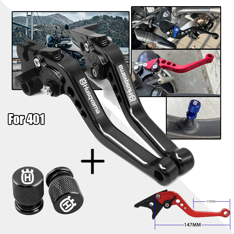 

For Husqvarna Svartpilen 401 VITPILEN 401 2018-2022 Motorcycle Short Handle Levers Brake Lever Clutch Lever & Tire Valve Caps
