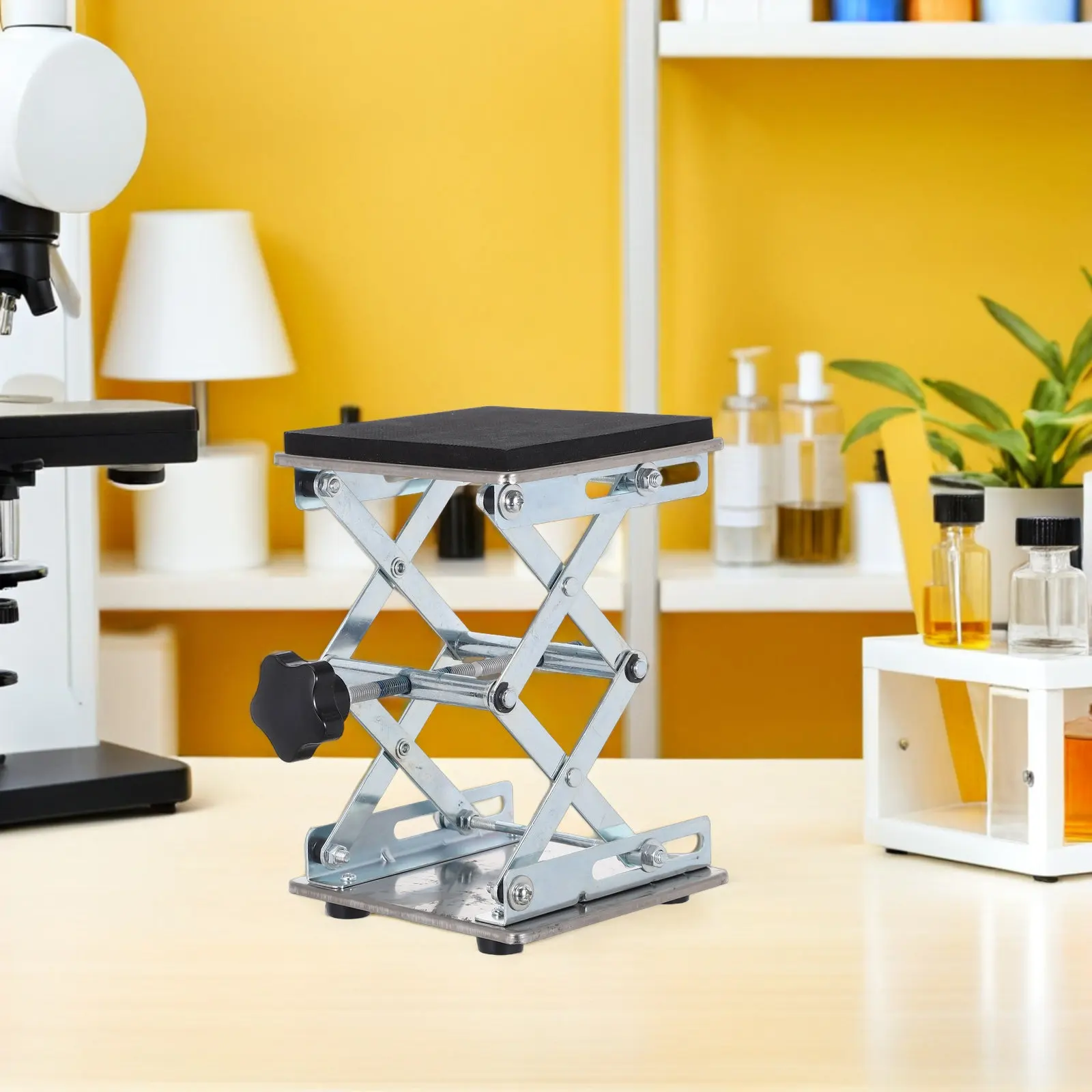 Lab Scissor Jack Stand Stainless Steel 6x6 Inch Height Adjustable Platform 70-260Mm Manual Scissor Lift Table for Research Lab