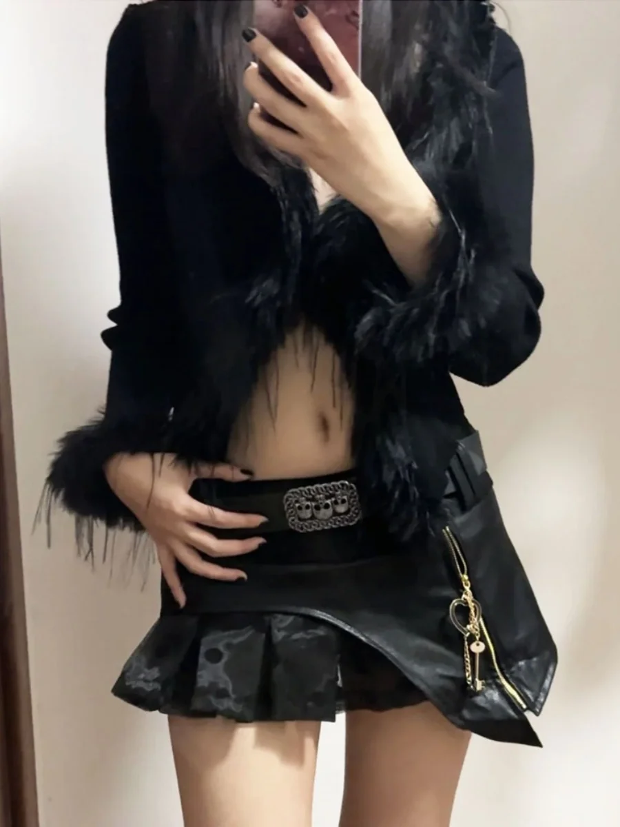 

Юбка-шорты в стиле Y2K: асимметричная, облегающая, с низкой талией, в стиле панк, для женщин