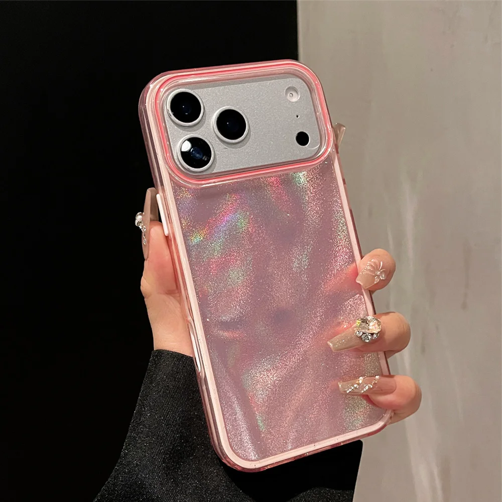 Funda de teléfono brillante Aurora con purpurina de arena movediza de lujo para iPhone 17 16 15 14 13 12 Pro Max Air Plus, funda protectora brillante de ensueño