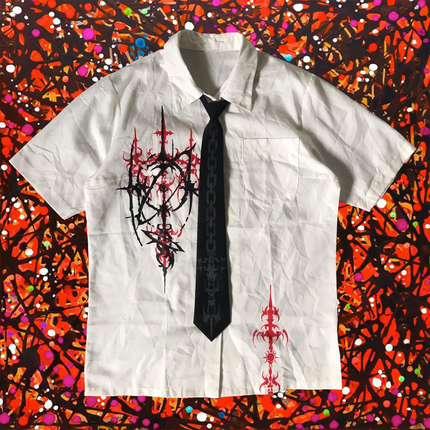 

High Street Harajuku Retro Goth Punk Fashion Casual Print Short Sleeve Top Short Navel Clothing Y2K neutral wind woman man