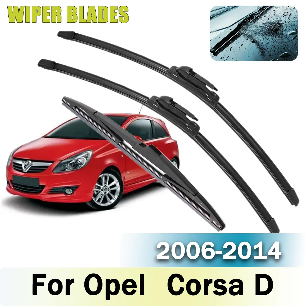 

Car Front Rear Wiper Blades Brushes Set 3PCS For Opel Corsa D 2006-2014 Accessories Window Windscreen Windshield