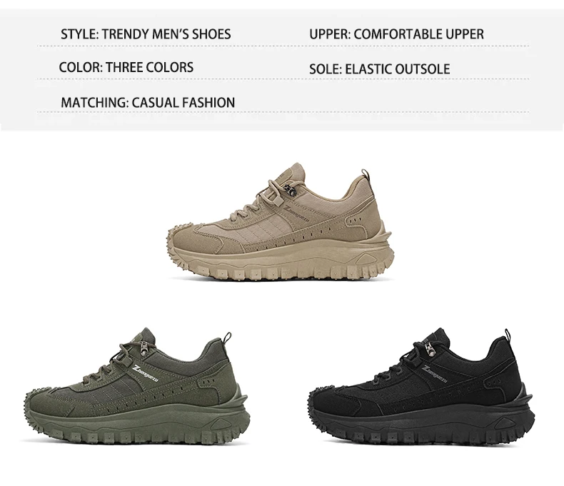 Modische und bequeme Herren-Wanderschuhe mit niedrigem Schnitt, rutschfesten und verschleißfesten gezackten Sohlen, ausgezeichnetem Grip, komfortablem Futter, geeignet für Sport und Freizeit, ideal für Outdoor-Wanderungen, Bergsteigen und Camping. – Detail 4