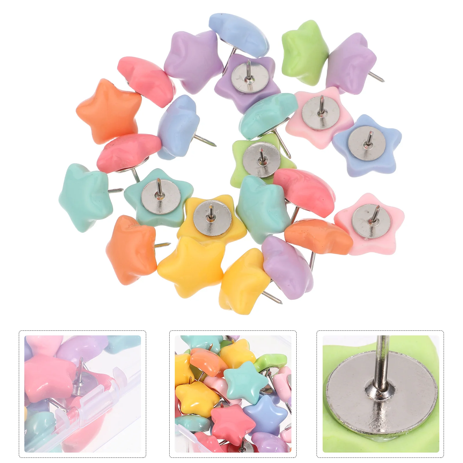 

30Pcs Star Shape Thumbtacks Colored Resin Push Pins for Cork Board Bulletin Map Wall Hanging Display Flat Push Pin