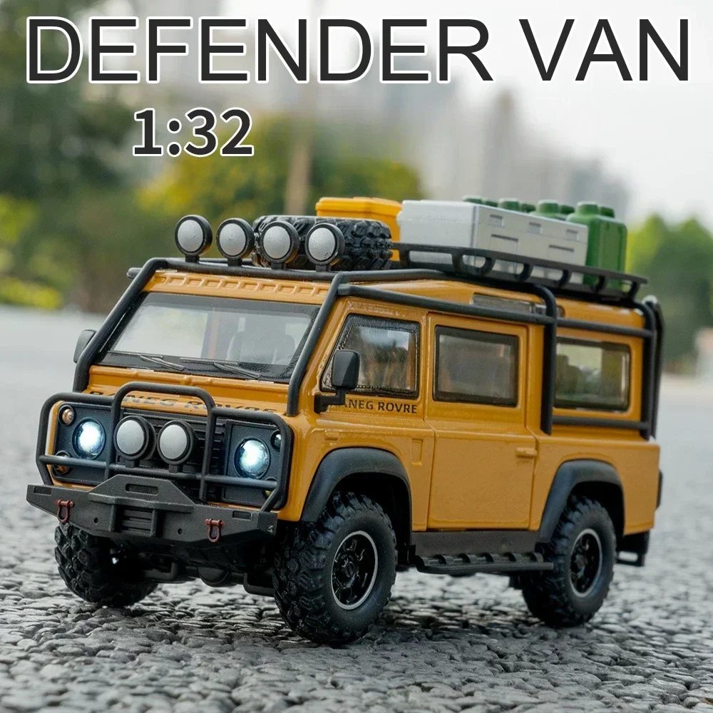 1:32 Defender VAN hors route alliage moulé sous pression en métal modèle de voiture son et lumière à collectionner passe-temps cadeaux d'anniversaire pour garçon enfants