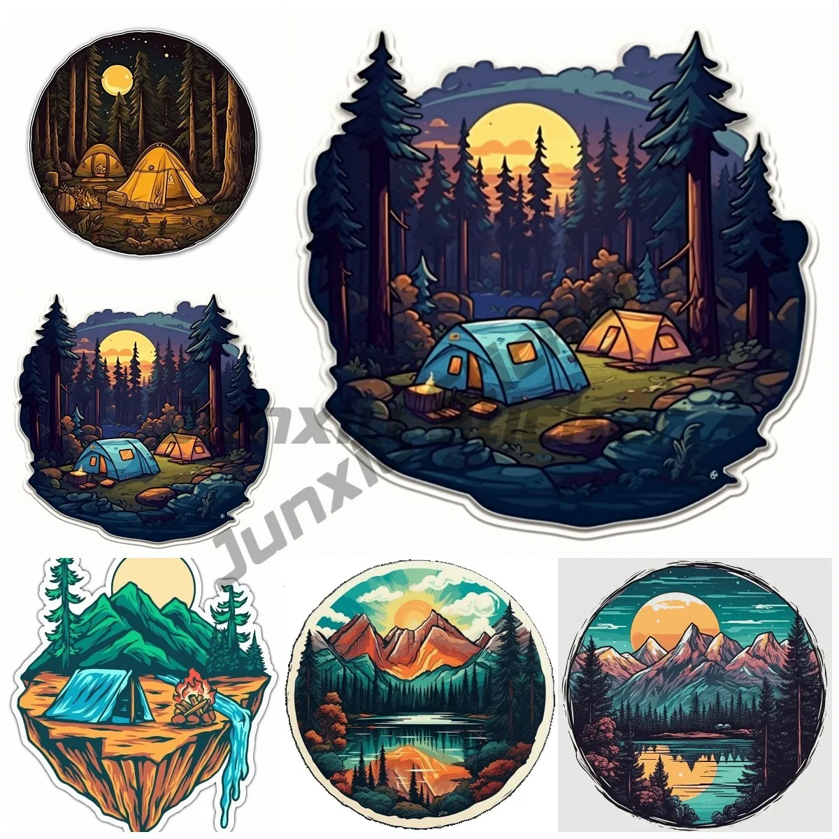 

Стикер на автомобиль для кемпинга дикой природы отпуска лес для автофургона парковки автомобилей грузовиков на стену ноутбука Наклейка в виде окна