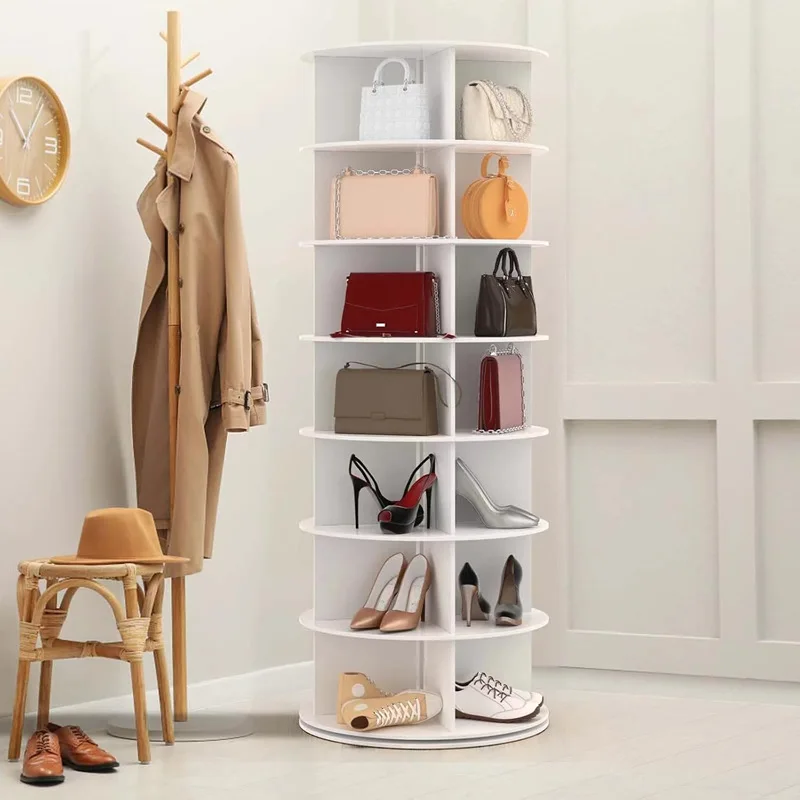 

Full Height 360 Degree Rotating Rotary DIY PP Shoe Rack Cabinet Rotating
