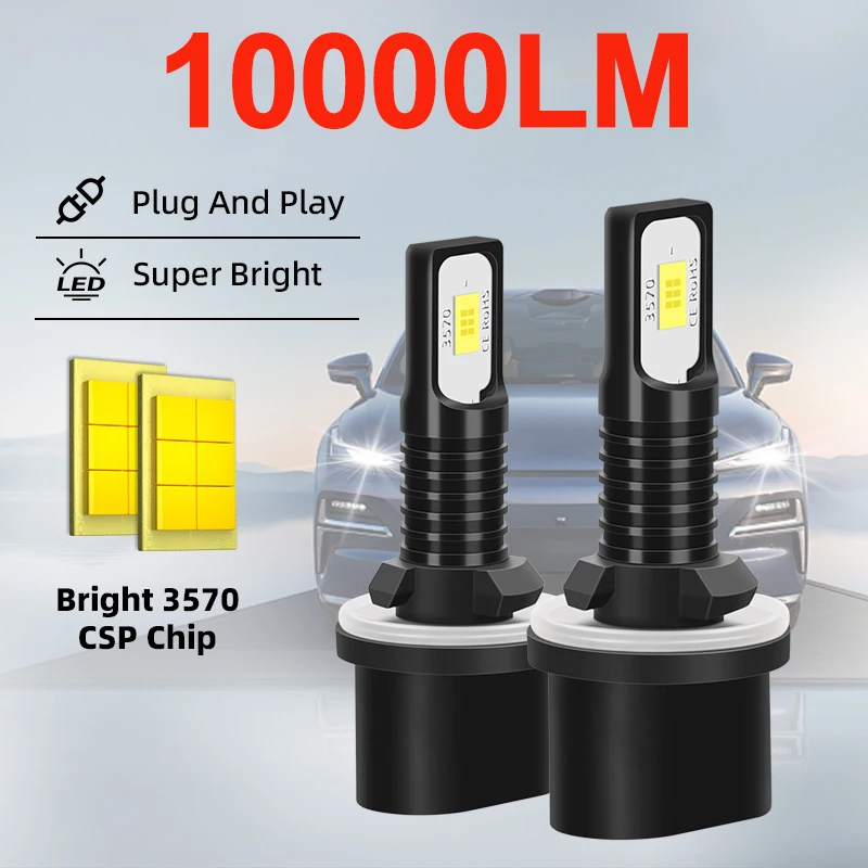 

2PCS 880 LED Fog Lights 6000K Super White Light Bulbs 10000LM Upgrade 3570 CSP chips High Power DRL Lamps