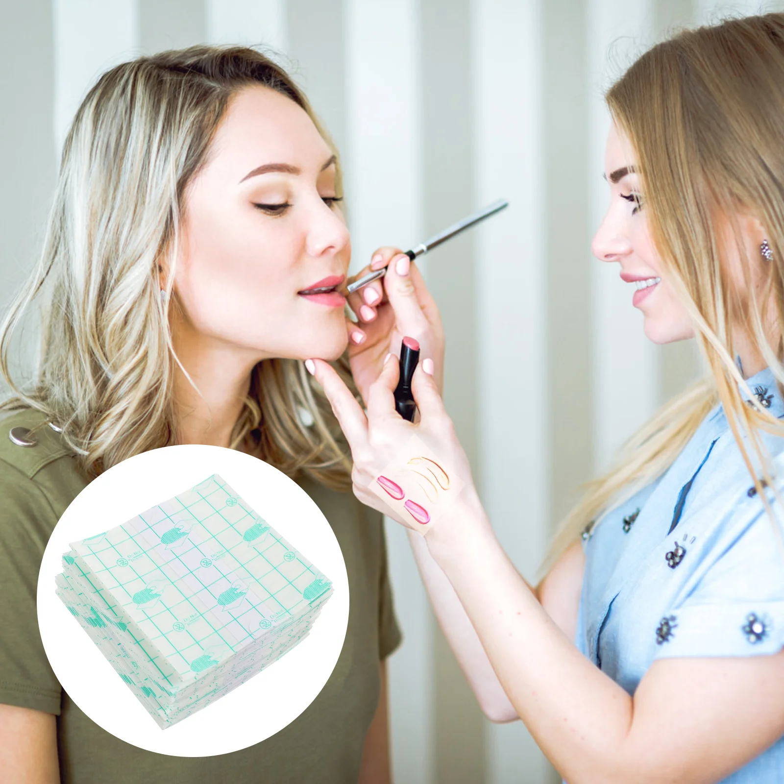 

100pcs Hand Disposable Makeup Mixing Plates Adhesive Liquid Foundation Color Trays Professional Salon Home Use