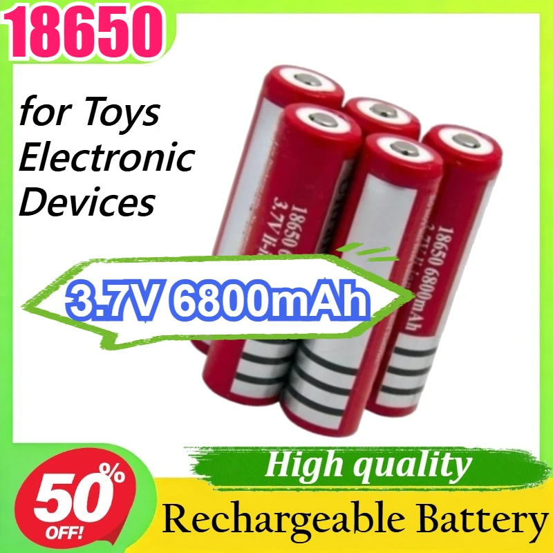 

10PCS-18650 3.7V 6800mAh High Capacity Rechargeable Li-ion Battery for Toys, Electronic Devices