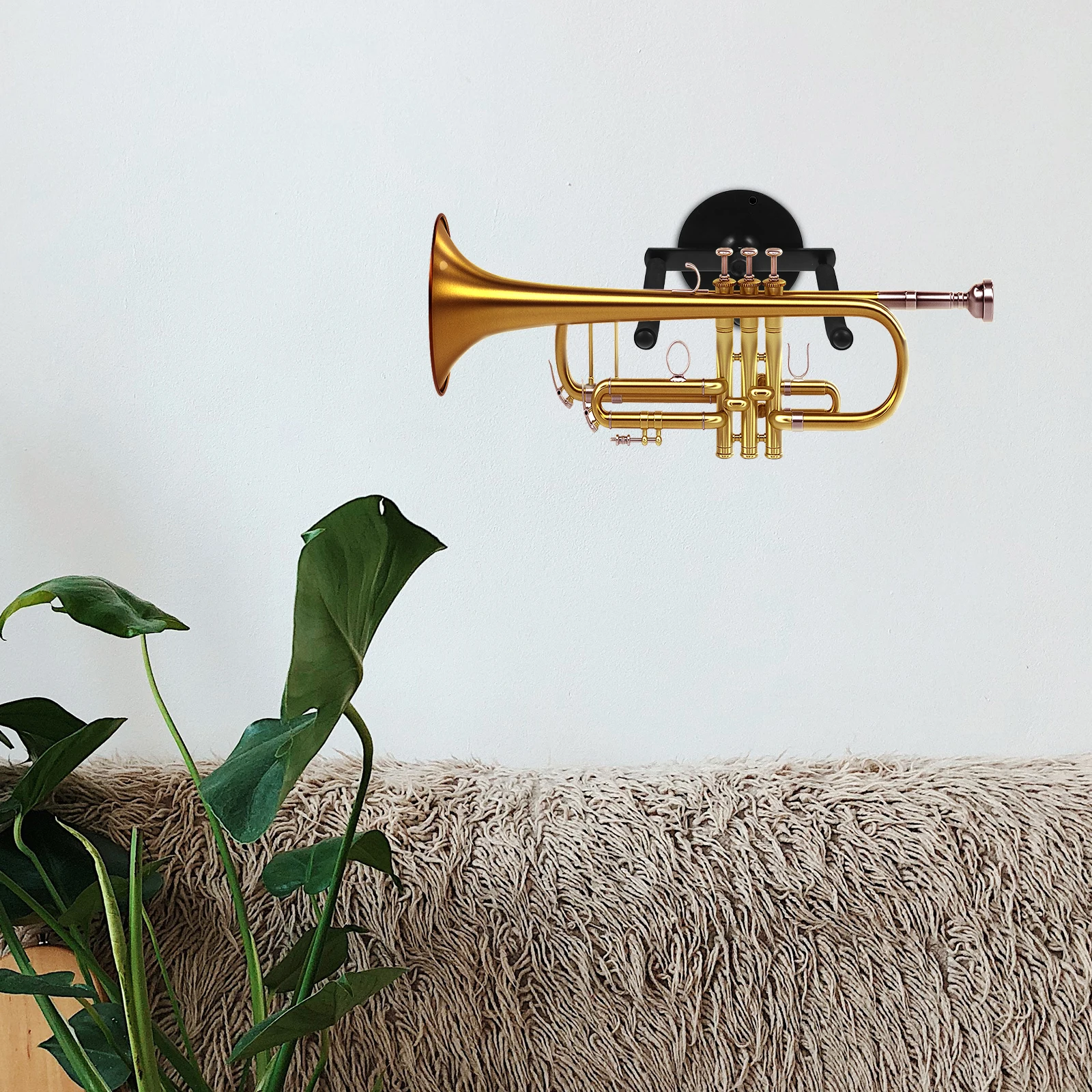 

1 set Small Rack Trumpet Music Holder Stand Hook Accessories Trombone Wall Mount Shelf Black Color Wall-mounted Instrument Stand