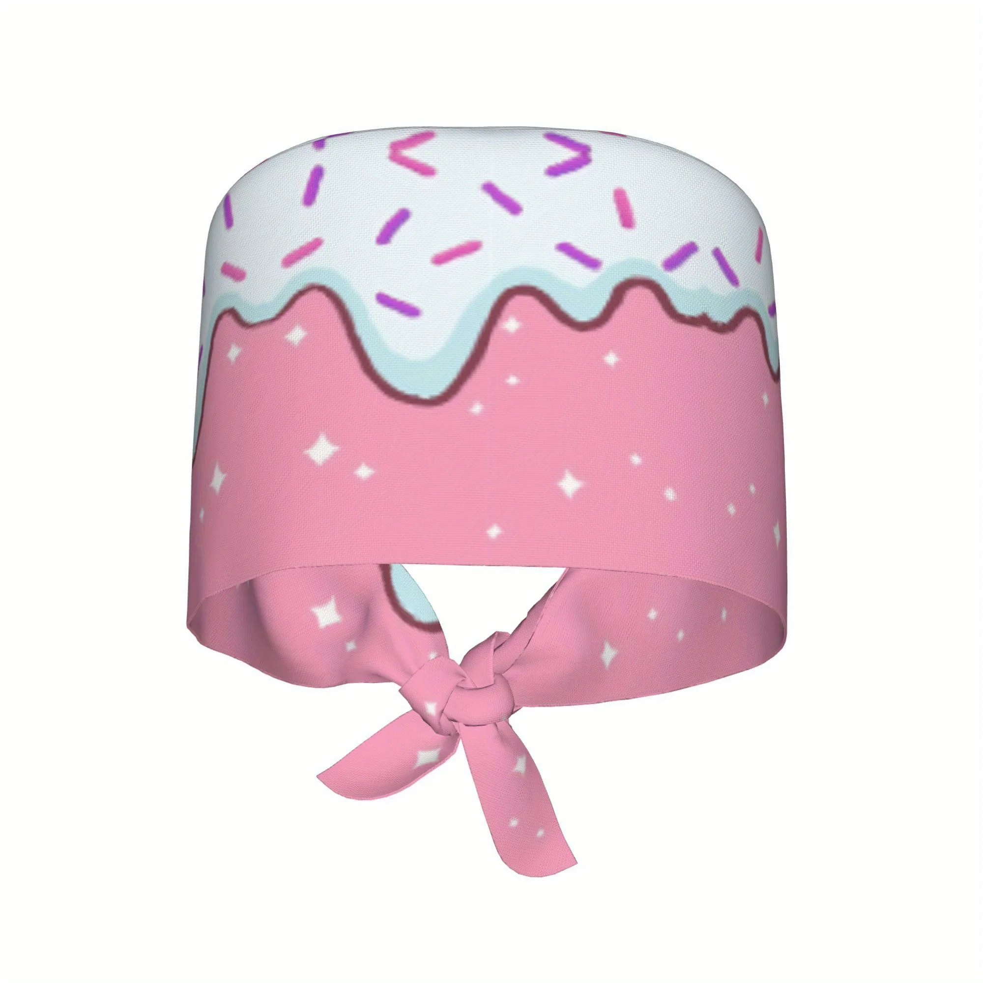 Kawaii Pink Ice Cream Sprinkle Scrub Cap Cute Donut Drip Pattern Hat Adjustable Medical Work Cap for Nurses Healthcare