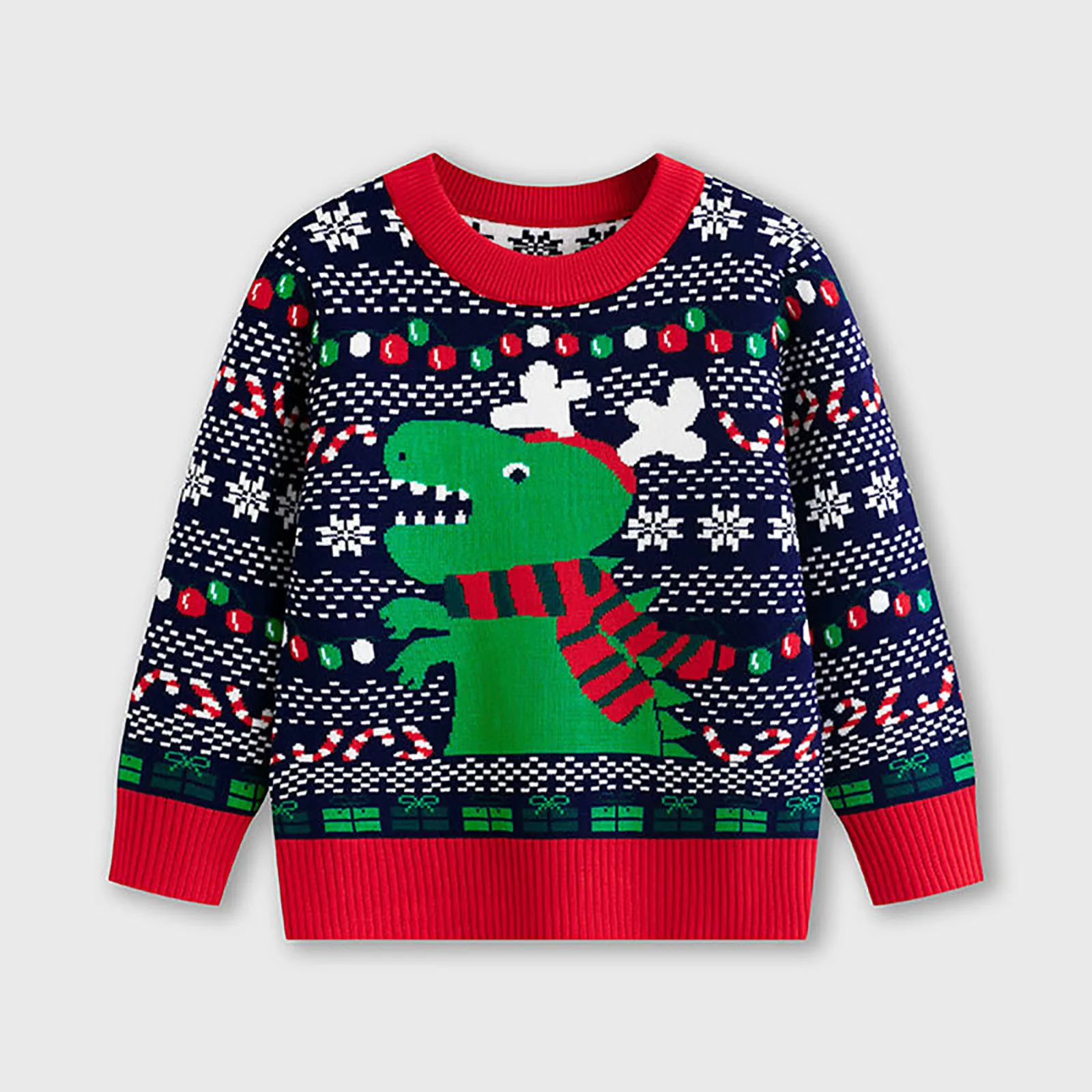 Winter Kids Boys Girls Ugly Christmas Sweaters Long Sleeve Kids X-mas Pullover Dinosaur Excavator Holiday Party Knit Sweaters