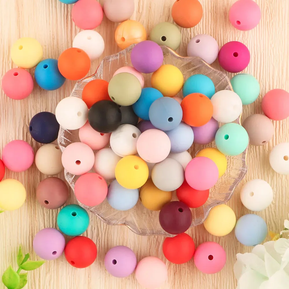 100Pcs/Lot Silicone Beads 12MM Round Beads For Jewelry Making To Make Bracelets DIY Keychain Necklace Jewelry Accessories