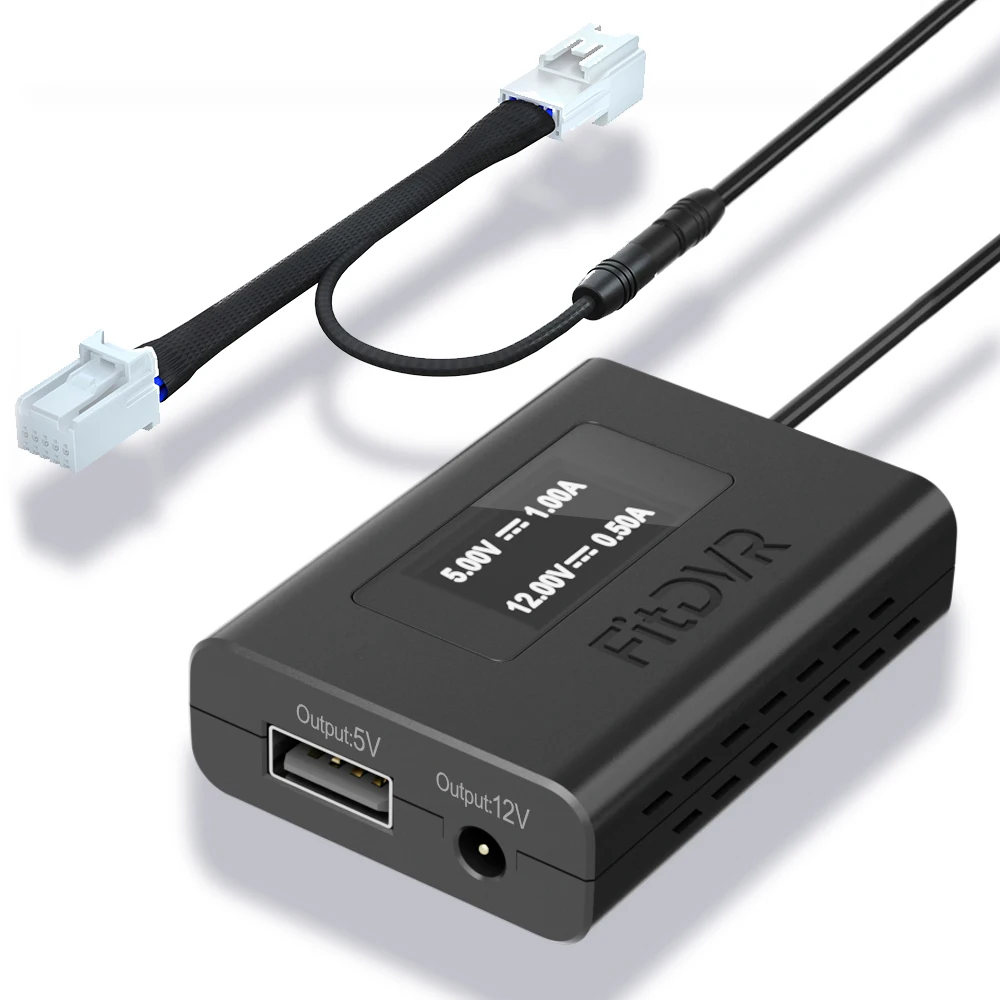 محول طاقة FitDVR Dash Cam (10-Pin) لمازدا، يتصل بمرآة الرؤية الخلفية ذات التعتيم التلقائي، مصدر طاقة USB، D3-026