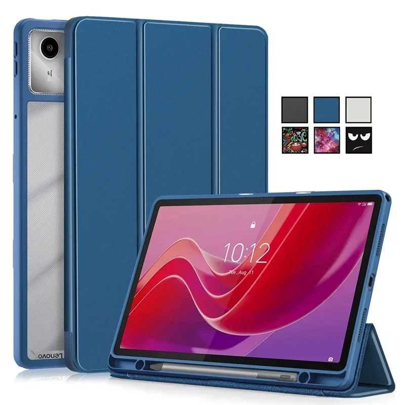 For Lenovo Tab M11 TB331FC TB330FU Case with Pen Holder Folding Stand Acrylic Back Cover for XiaoxinPad Xiaoxin Pad 2024 Case