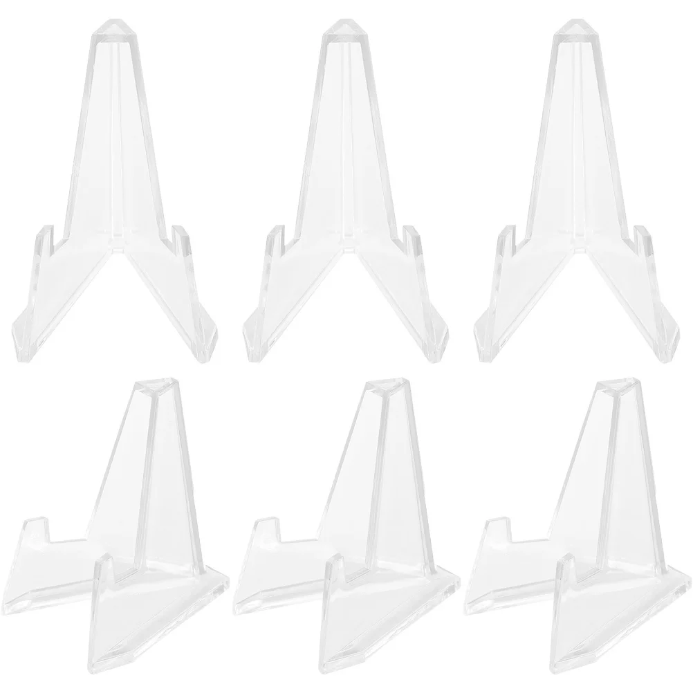 

6Pcs Clear Acrylic Badge Display Holders Stable Storage Racks Triangle Display Stands Protective Holders for Coins Watches