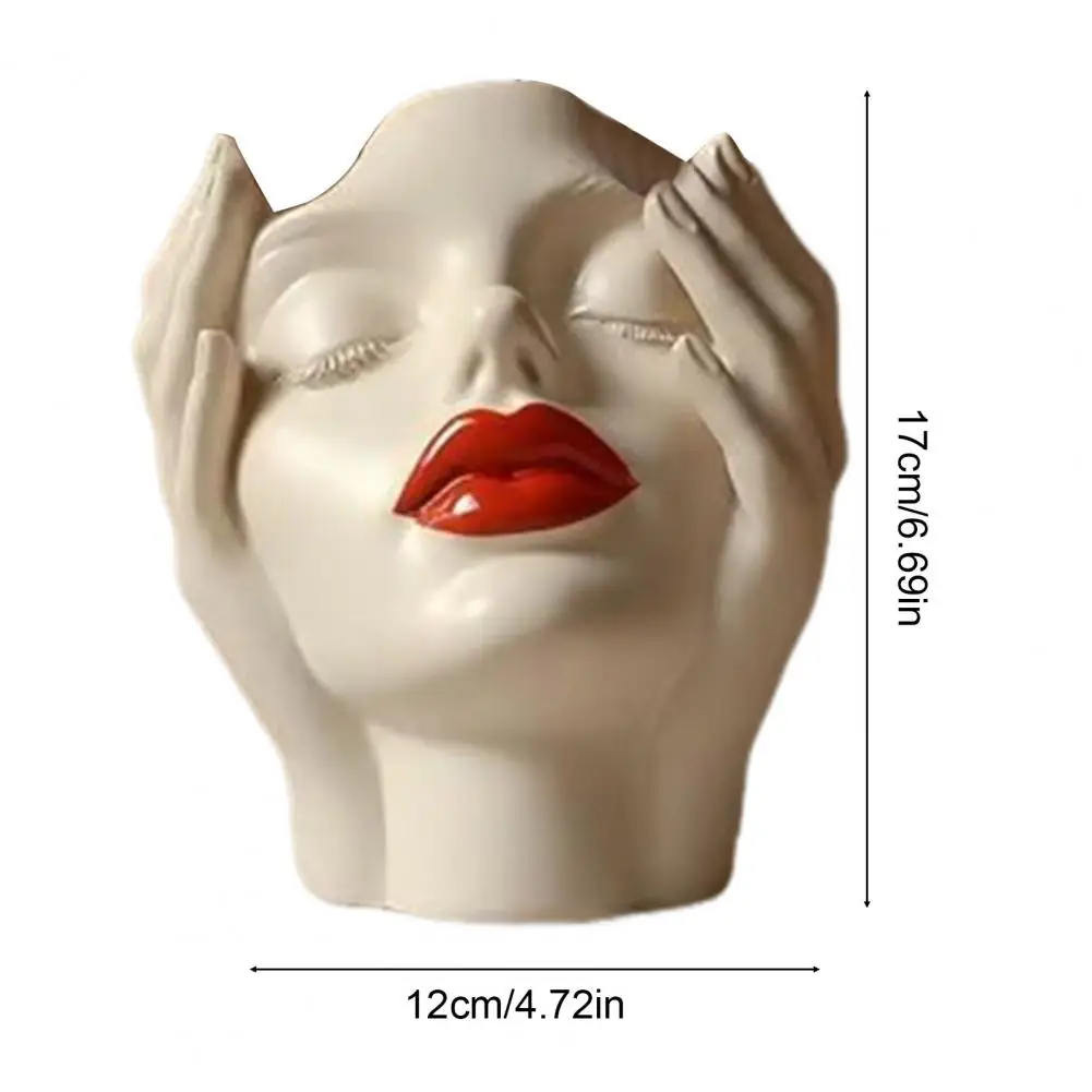 

12*17cm Female Contour Design Pen Holder Handcrafted Artistic Female Form Head Vase Minimalist Makeup Brush Holder Home Decor